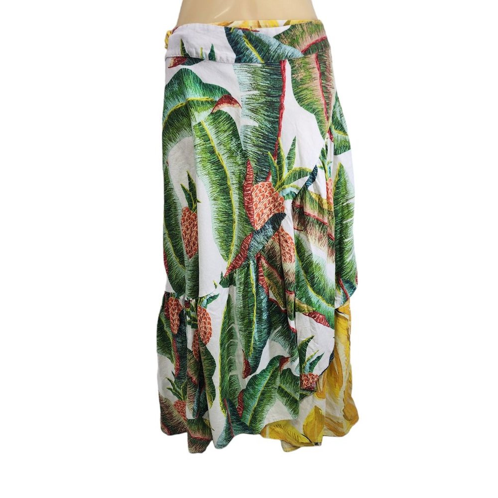 FARM Rio Azalea Forest Midi Wrap Skirt Women's Size M Beaded Tassel Tropical - Picture 3 of 11